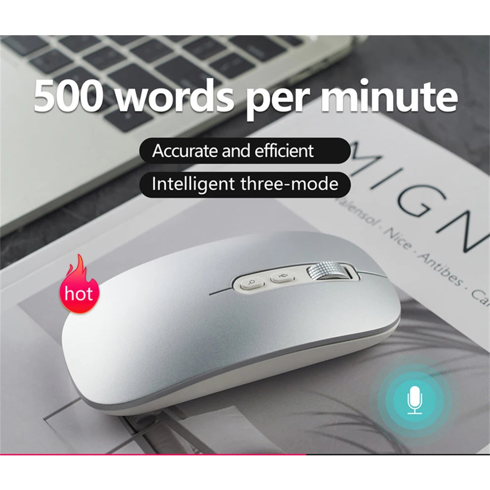 AI Smart Voice Mouse Speech to Text Mouse Rechargeable 2.4G Wireless Bluetooth Mouse for Windows Laptop Voice Typing Mouse