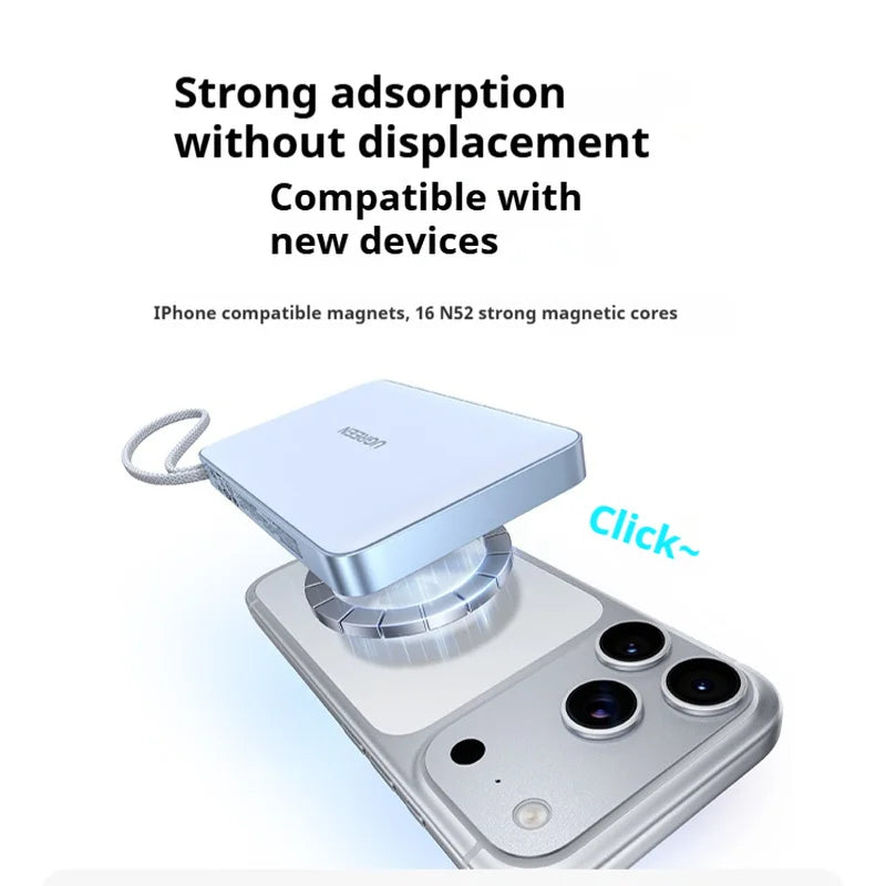 UGREEN 30W Magnetic Power Bank 10000mAh High-Capacity Digital Display Wireless Charging Power Built in USB-C Cable PowerBank CCC