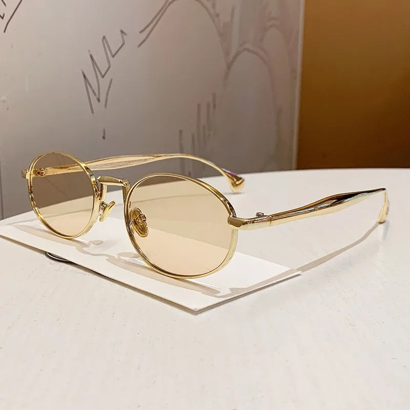 New Trendy Oval Sunglasses for Women Luxury Metal Frame Sun Eyewear Ladies Classic Vintage Round Shades Unisex ﻿Eyeglasses