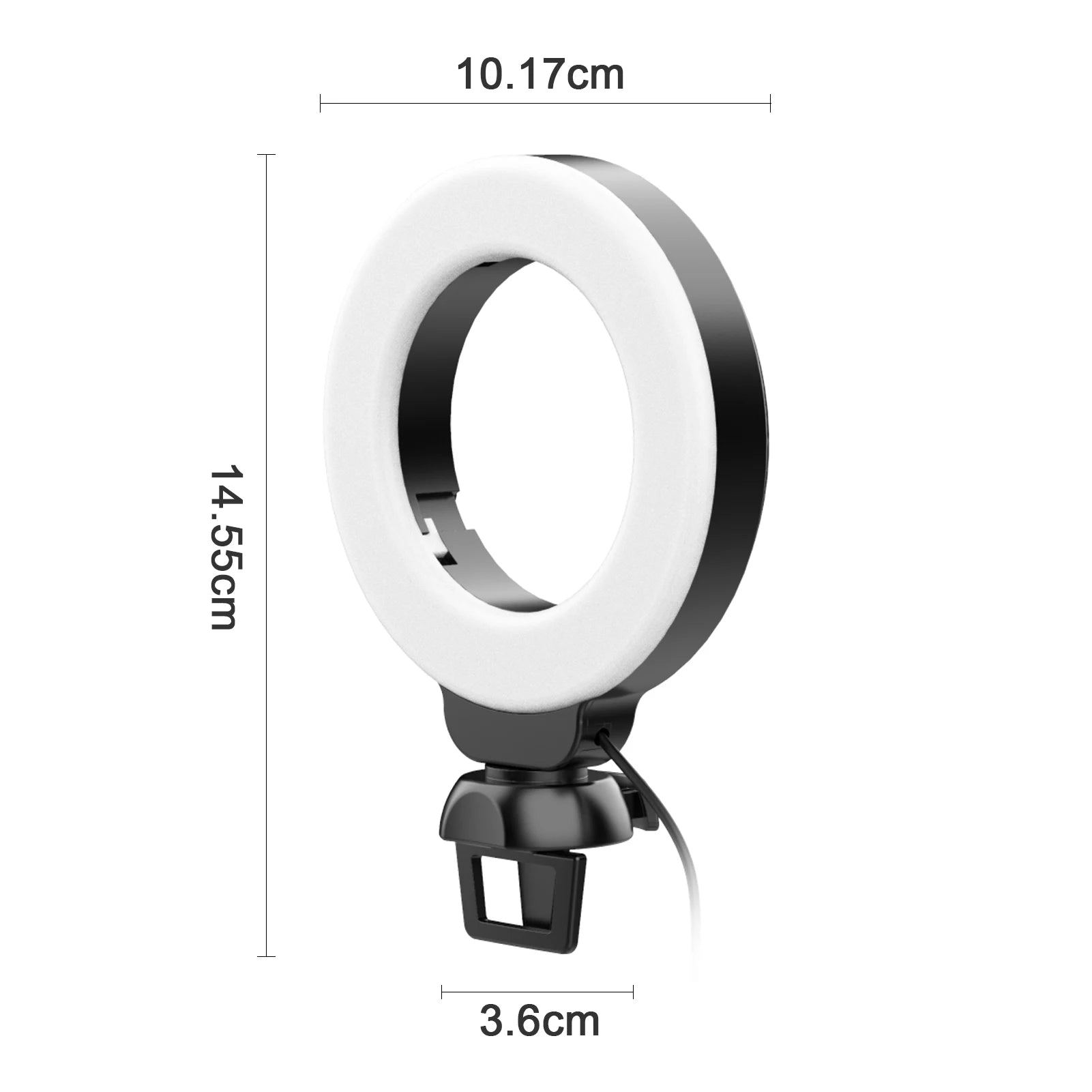 Mini 4 Inch LED Ring Light Clip-on Laptop Video Conference Lighting 3 Lighting Modes 3200K-6500K Dimmable USB Powered for Live S
