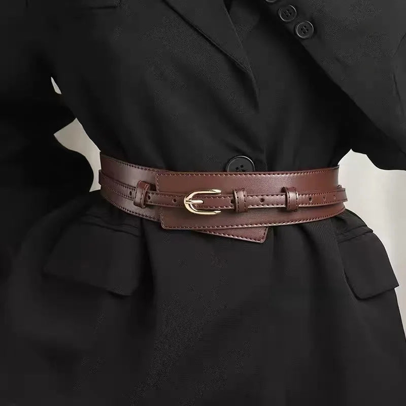 Autumn and winter women's waist cincher accessory, matches skirts, waist-shaping magic down coat, wide waist belt, women's black