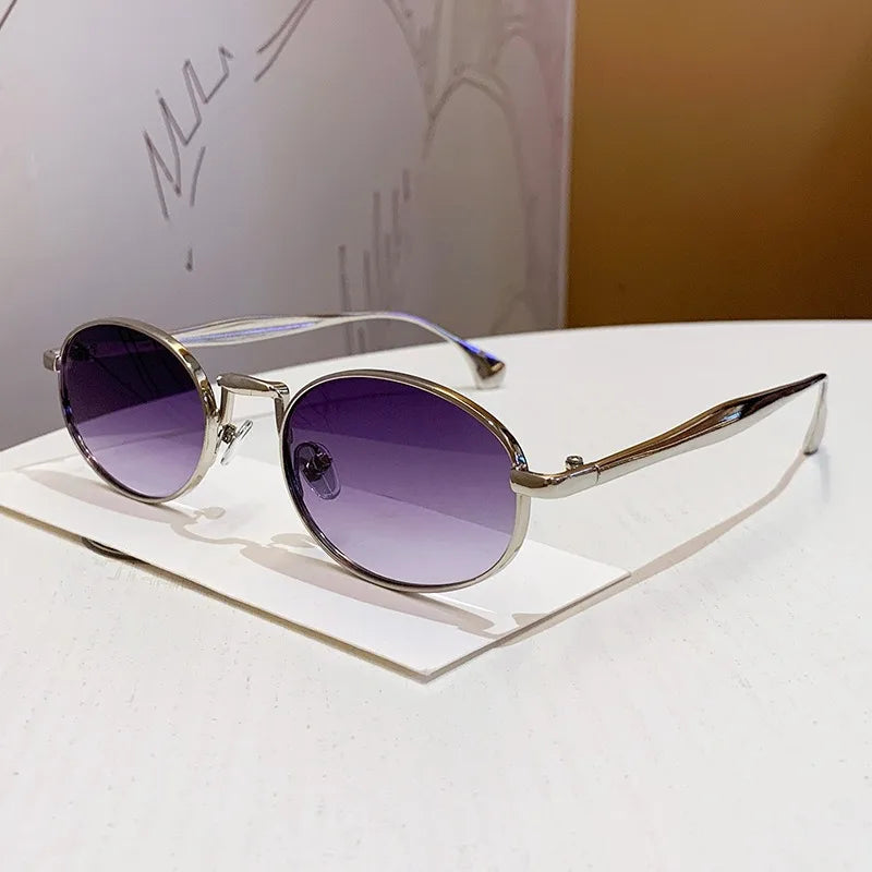 New Trendy Oval Sunglasses for Women Luxury Metal Frame Sun Eyewear Ladies Classic Vintage Round Shades Unisex ﻿Eyeglasses