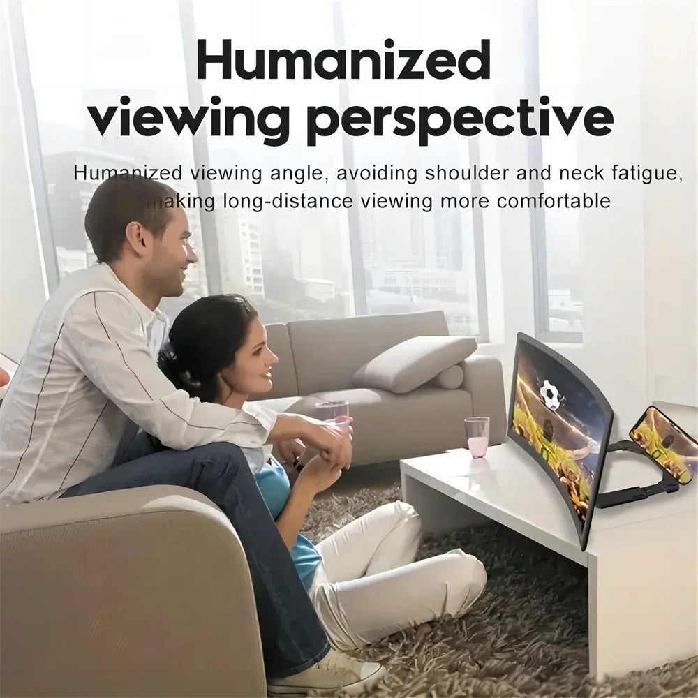 12 Inch Large Screen 3D HD Amplifier Curved Screen Mobile Phone Screen Magnifier Smartphone Video Amplifier Stand Holder