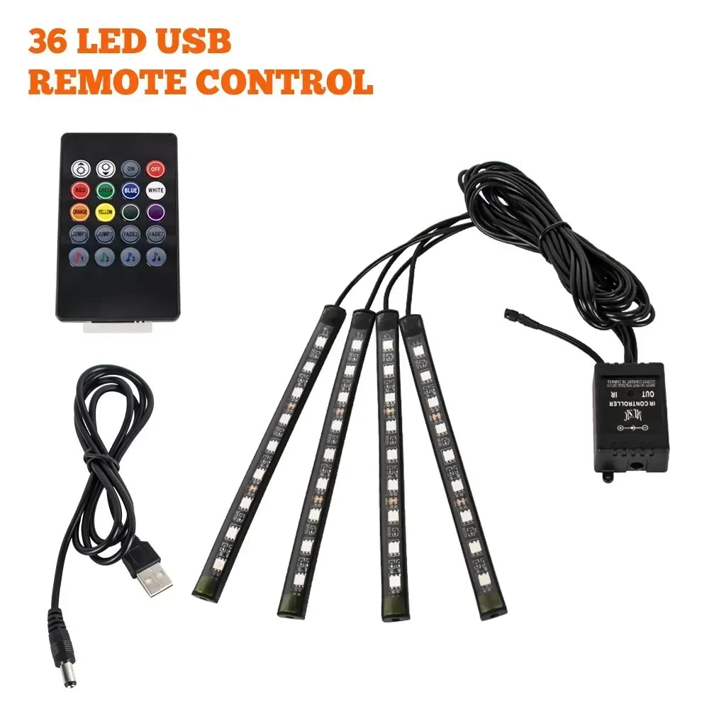 Car Interior Led Strip Lights for Auto RGB Light Kit with APP/Remote Control Environmental Lights Car Interior Decorations Light