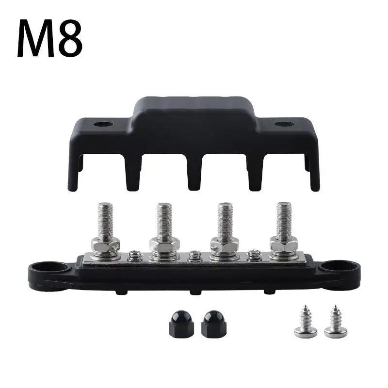 1 Set Positive Negative M8 M10 Bus Bar Terminal Battery Power Distribution Block With Cover 12V 24V 48V 250A For Boat RV Truck