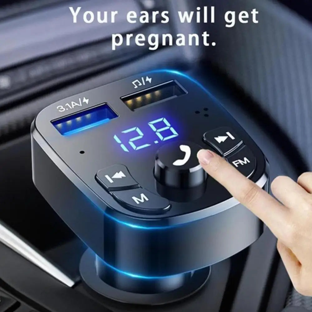 Car Fm Transmitter Bluetooth 5.0 Aux Handsfree Wireless Car Kit Dual Usb Car Charger Auto Radio Fm Modulator Mp3 Player Adapter