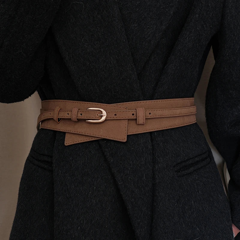 Autumn and winter women's waist cincher accessory, matches skirts, waist-shaping magic down coat, wide waist belt, women's black