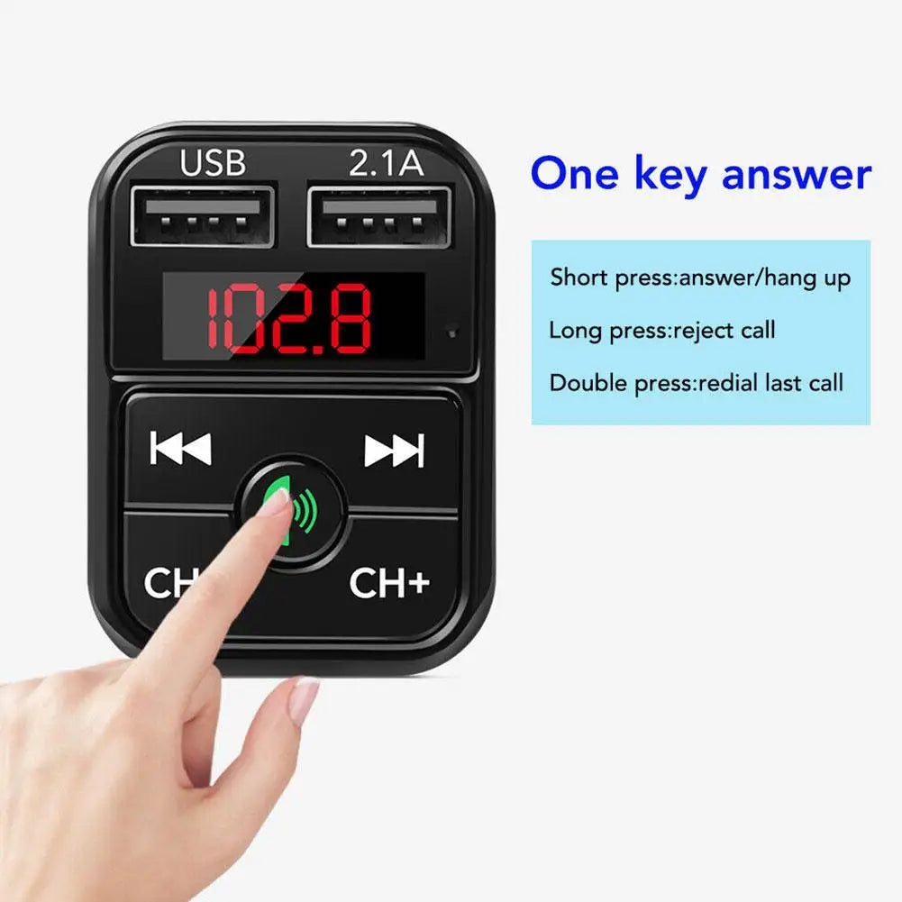 FM Transmitter Bluetooth Car 3.1A Dual USB Port+Type-C Charge Handsfree Call Wireless Aux Audio Radio Modulator MP3 Player ﻿