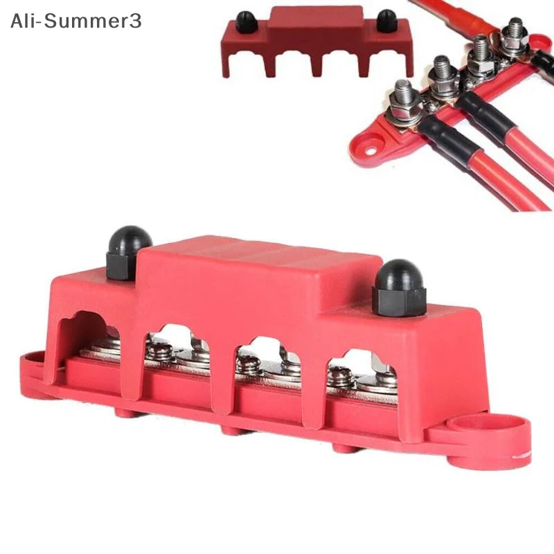 1 Set Positive Negative M8 M10 Bus Bar Terminal Battery Power Distribution Block With Cover 12V 24V 48V 250A For Boat RV Truck