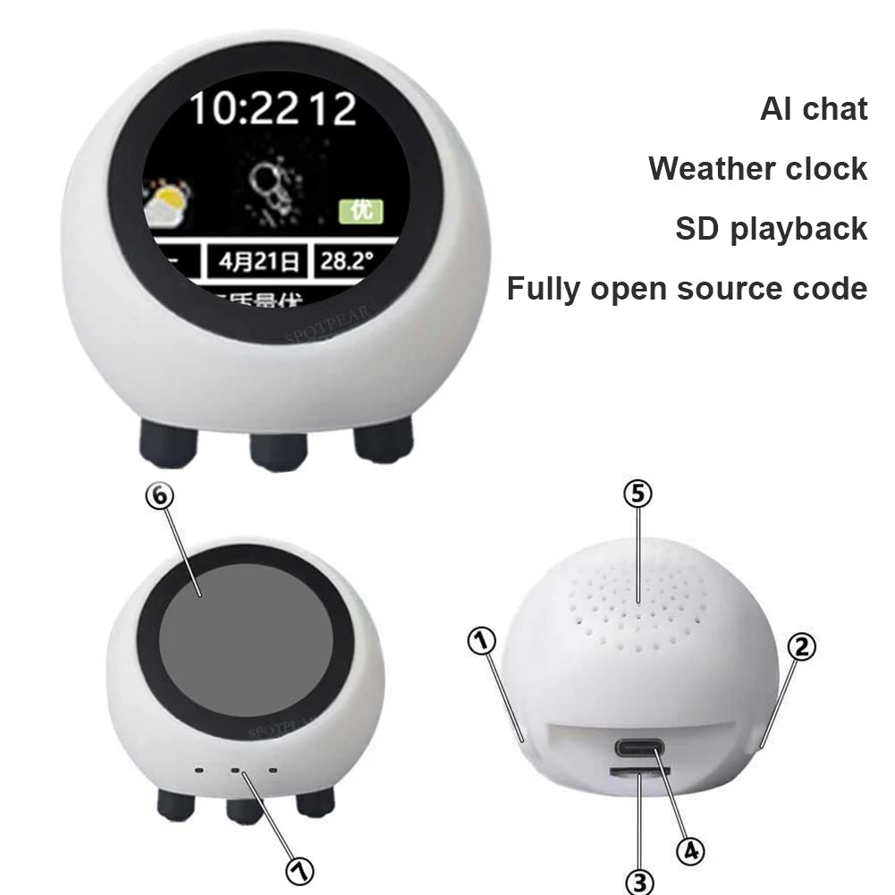 DeepSeek XiaoZhi AI Voice Chat Robot LCD Display Smart Assistant Robot Electronic EYE Clock Desktop Ornament Home Decor