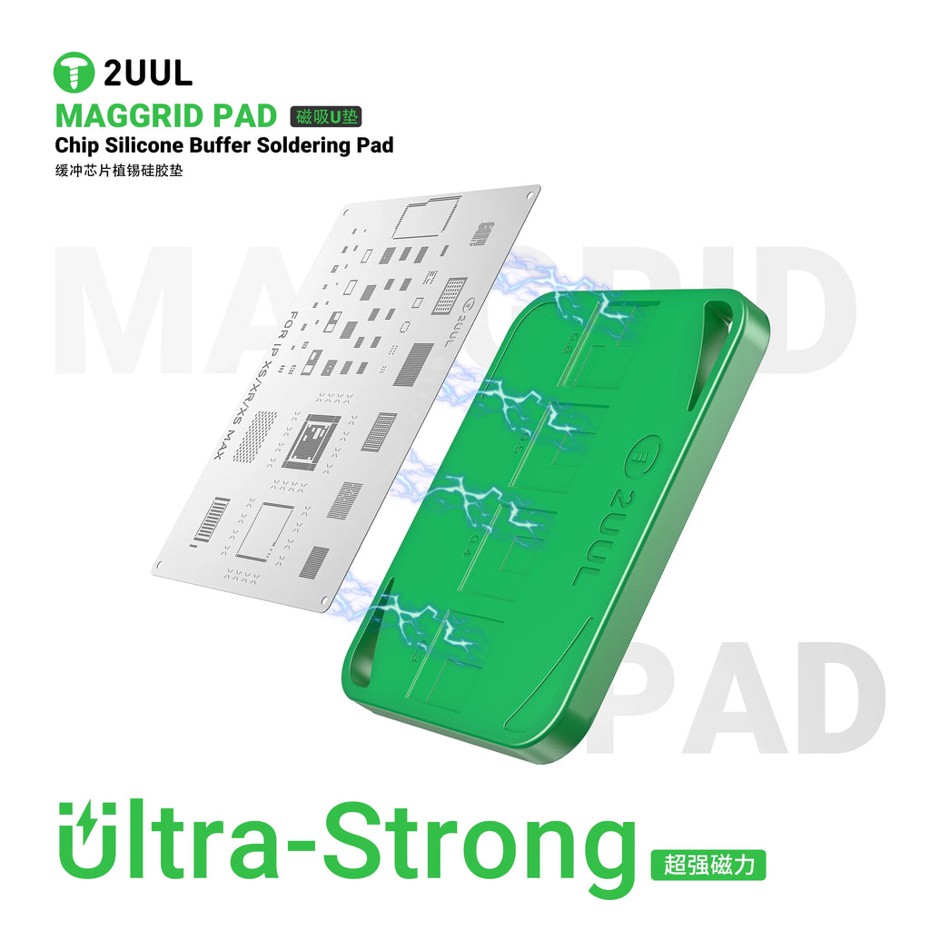 2UUL MagGrid Magnetic Planting Tin Pad Universal BGA Reballing Stencil Absorption Silicone Mat Mobile Phone CPU IC Repair Pad