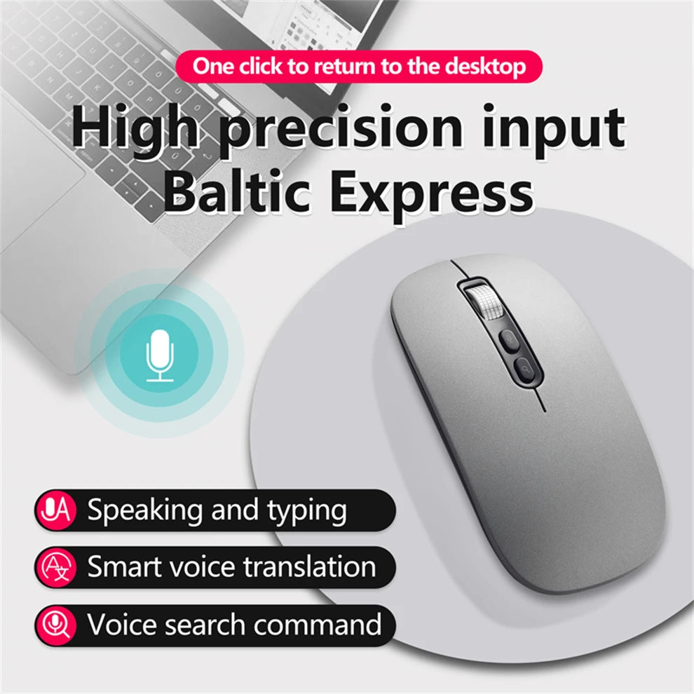 AI Smart Voice Mouse Speech to Text Mouse Rechargeable 2.4G Wireless Bluetooth Mouse for Windows Laptop Voice Typing Mouse