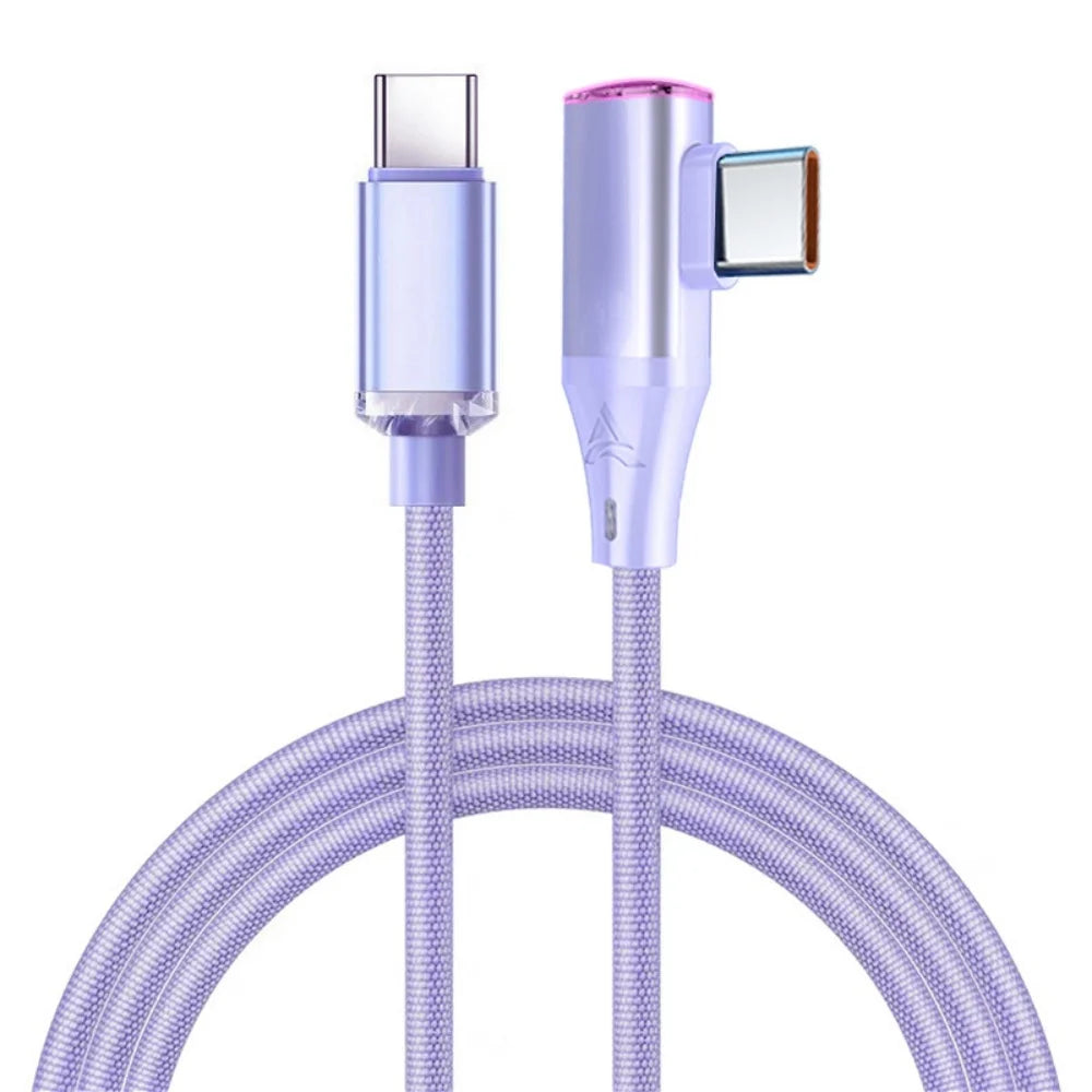 120W 6A USB C To Type C PD Charging Wire Fast Charging Type C To Type C 90 Degree Cable USB-C To USB-C Quick Charging Data Cord