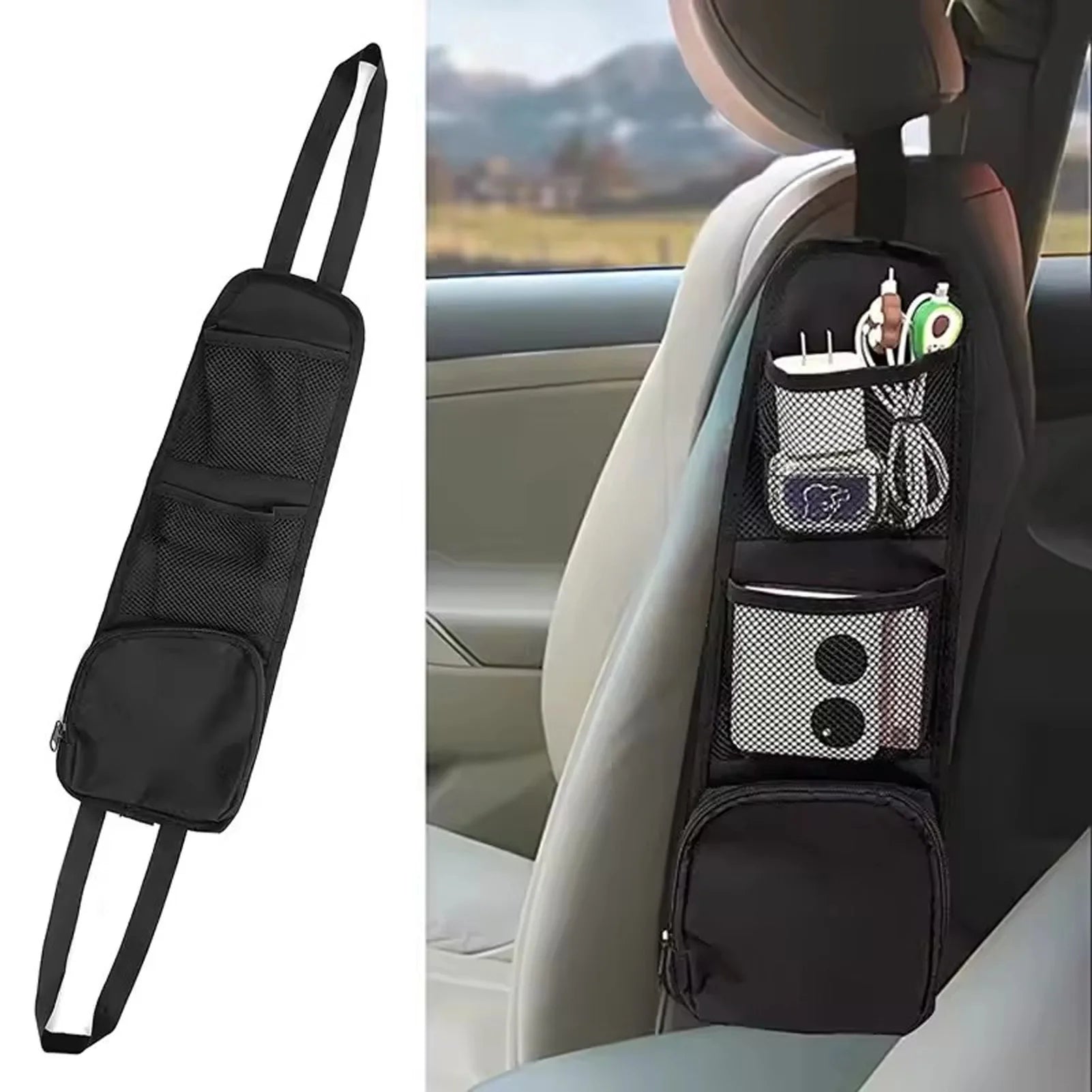 Universal Car Seat Side Organizer Multi-Pocket Automotive Front Seat Organizer for Cars SUV & Truck