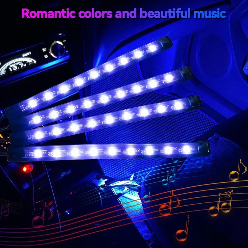 Car Interior Led Strip Lights for Auto RGB Light Kit with APP/Remote Control Environmental Lights Car Interior Decorations Light