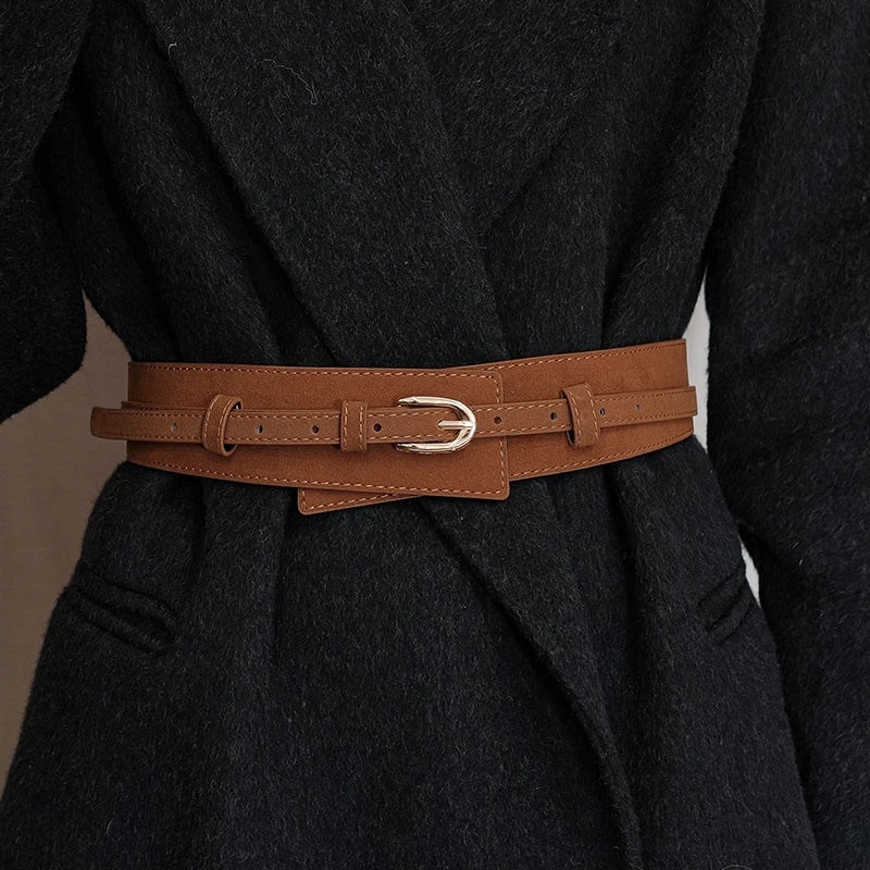 Autumn and winter women's waist cincher accessory, matches skirts, waist-shaping magic down coat, wide waist belt, women's black