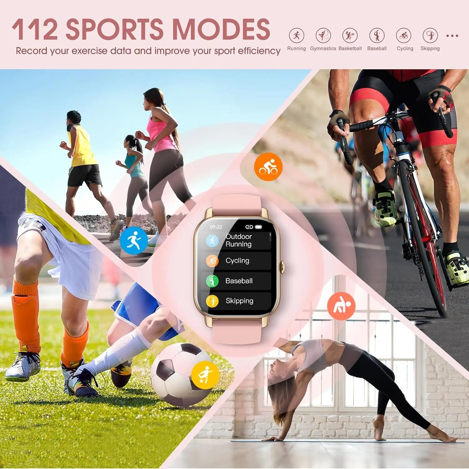 P66 Smart Watch 1.85" | 100+ Sport Modes | IP68 Waterproof Ultra Thin | Fitness Activity Tracker for iOS Android