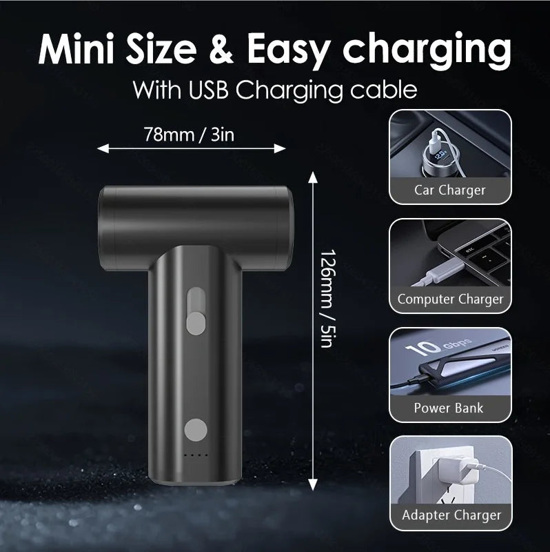 MINI Compressed Air Duster Cordless Dust Blower Rechargeable Electric Air Pump Portable For Computer Keyboard Sofa Home Car