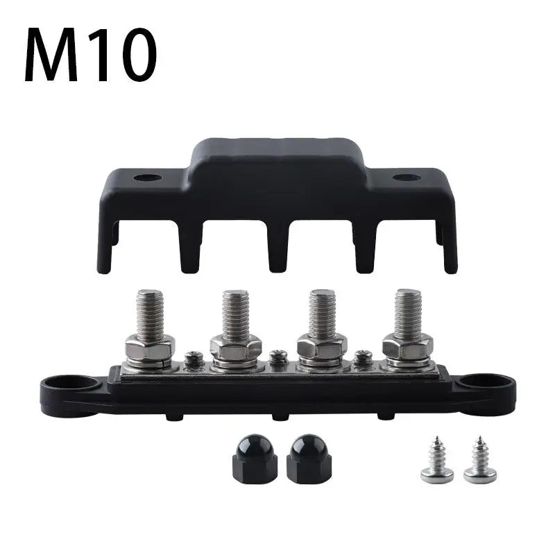 1 Set Positive Negative M8 M10 Bus Bar Terminal Battery Power Distribution Block With Cover 12V 24V 48V 250A For Boat RV Truck