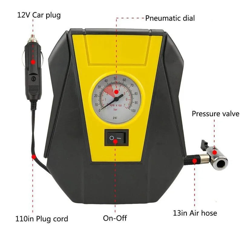 Portable Car Air Compressor, Multifunctional 12v Air Pump, Car Tire Pump, Inflate Your Tires