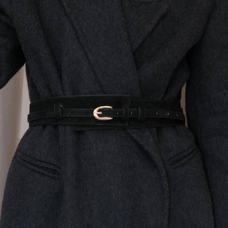 Autumn and winter women's waist cincher accessory, matches skirts, waist-shaping magic down coat, wide waist belt, women's black