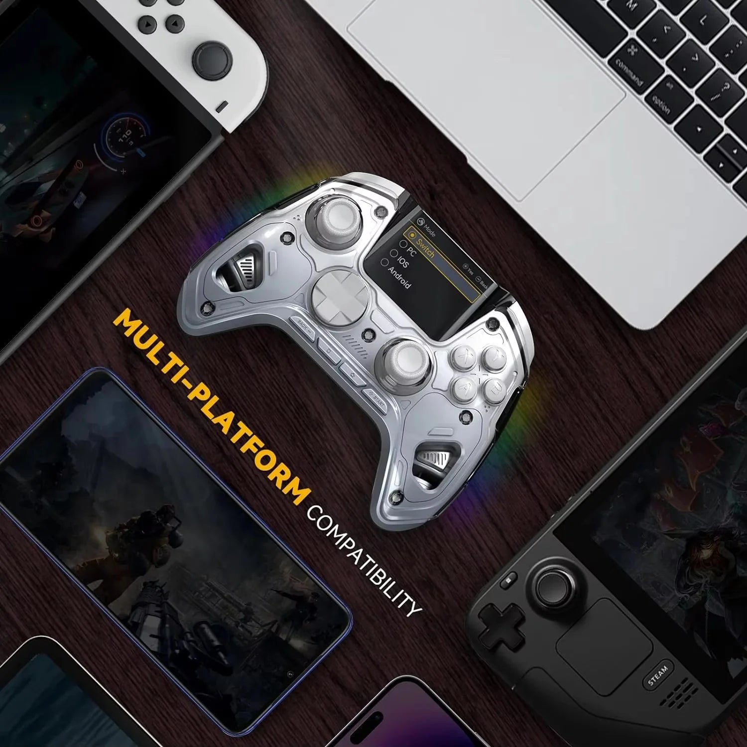 Mamba One V2 Wireless Controller Gaming Hall Effect Stick 2inch Screen RGB With Charging Dock For Switch/PC/iOS/Android