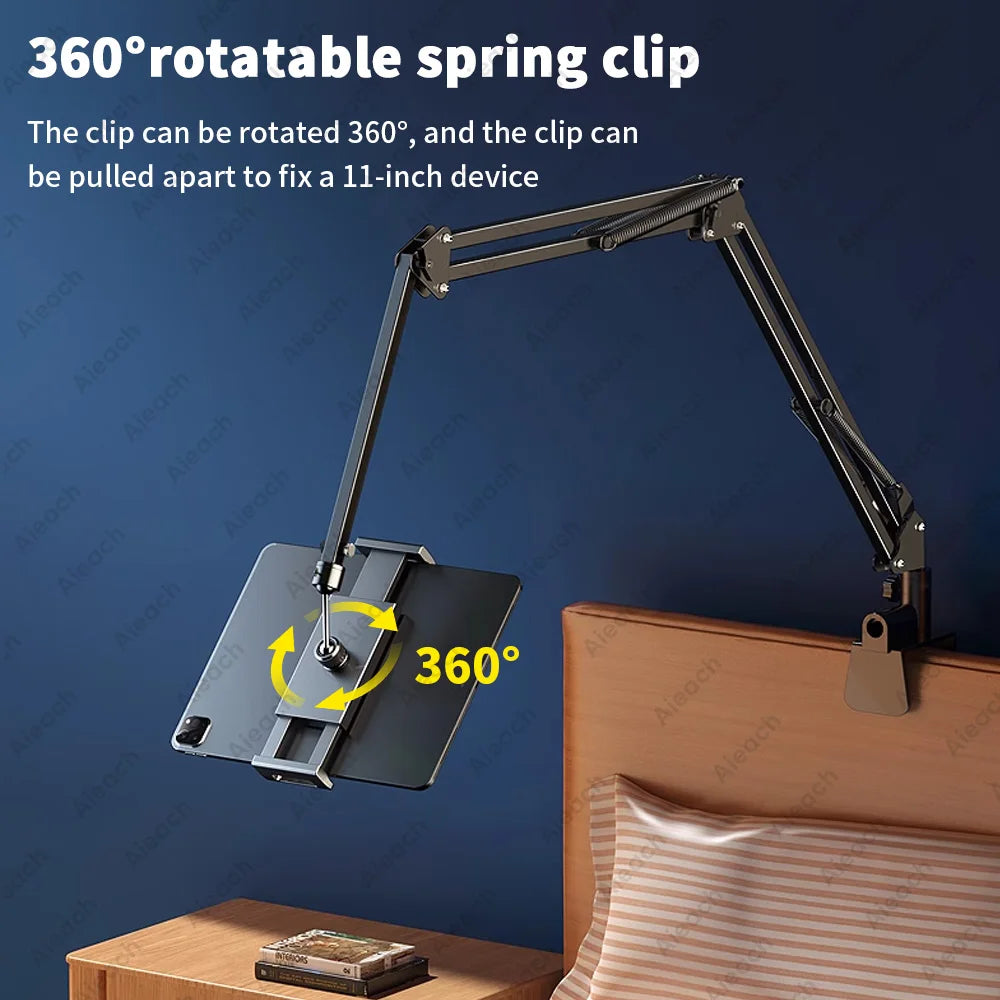 Tablet Stand 360° Rotating Bed Desktop Phone Mount with Aluminum Arm for iPad Pro Air Mini 4~11 Xiaomi Lenovo Samsung Tab Holde