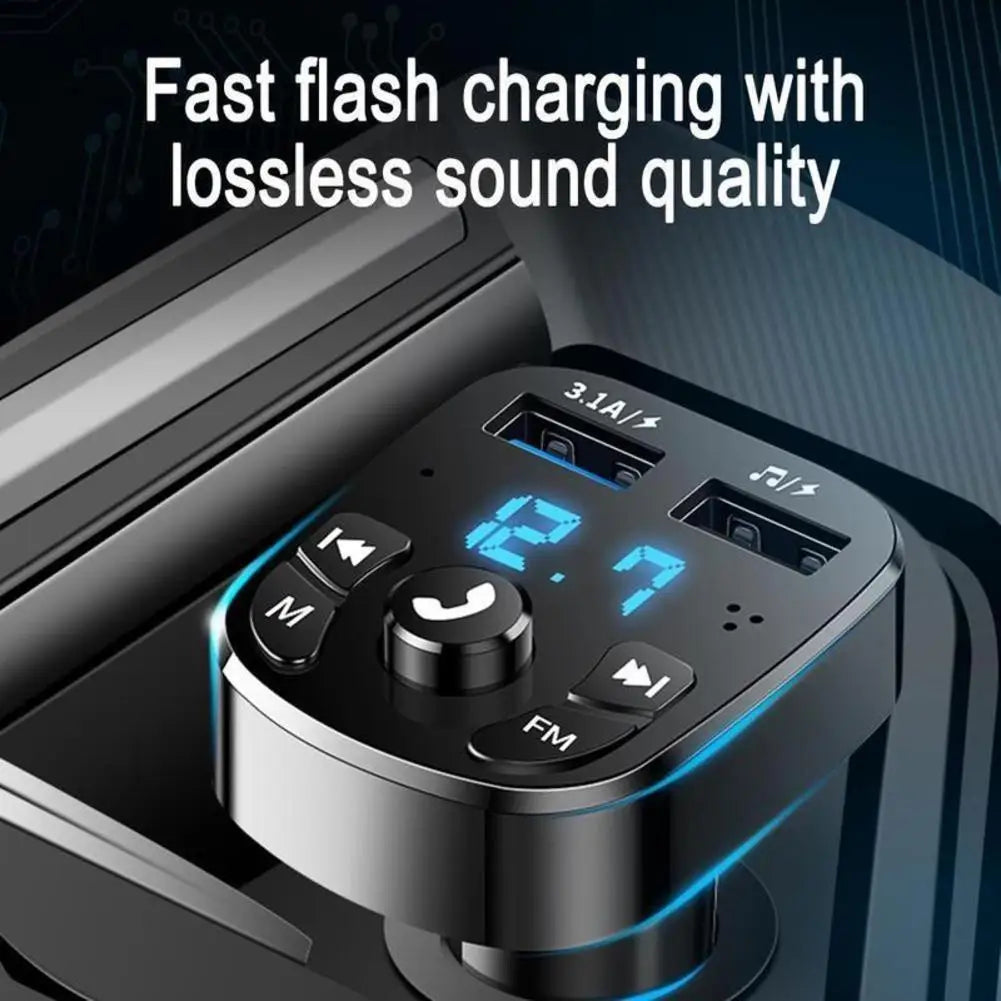 Car Fm Transmitter Bluetooth 5.0 Aux Handsfree Wireless Car Kit Dual Usb Car Charger Auto Radio Fm Modulator Mp3 Player Adapter
