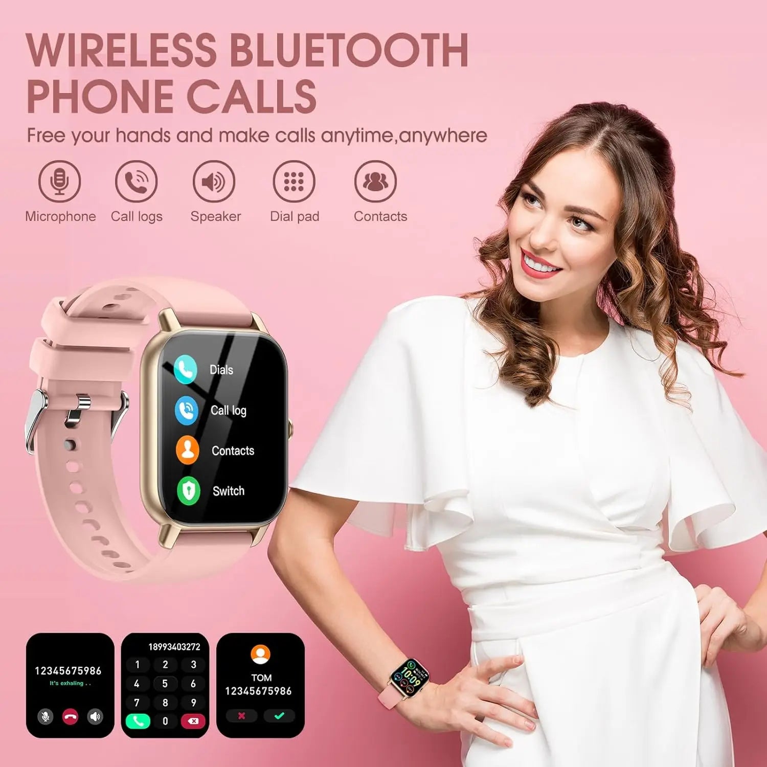 P66 Smart Watch 1.85" | 100+ Sport Modes | IP68 Waterproof Ultra Thin | Fitness Activity Tracker for iOS Android