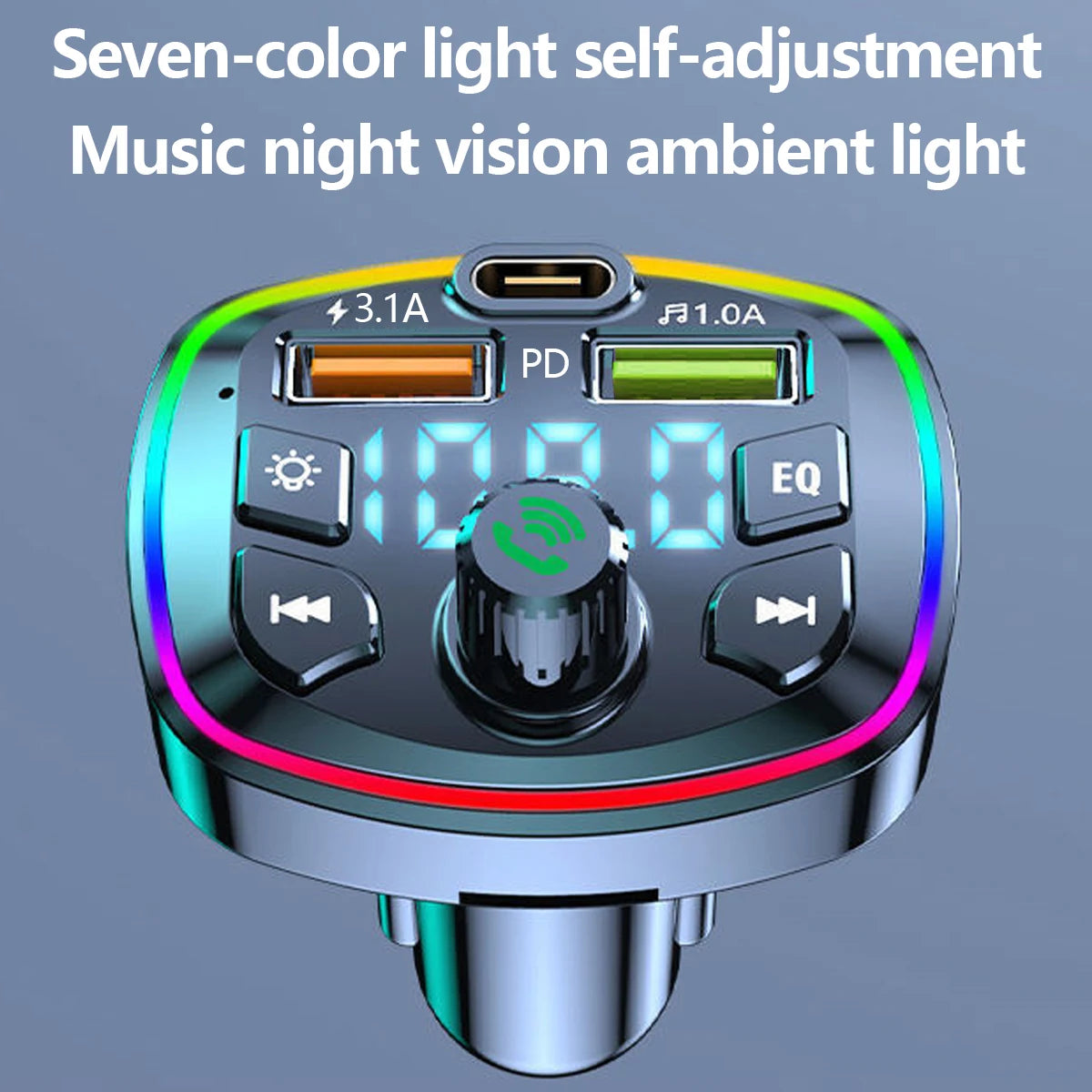 Bluetooth 5.0 Fm Transmitter Car Mp3 Player Wireless Hands-Free Audio Receiver Car Radio Dual USB Fast Charger