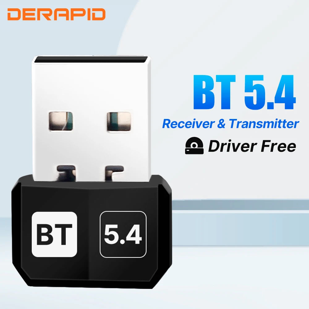Bluetooth 5.4/6.0 USB Adapter Wireless Audio Transmitter Receiver Mini Dongle For PC Laptop Mini Driver Free Win10 Win11
