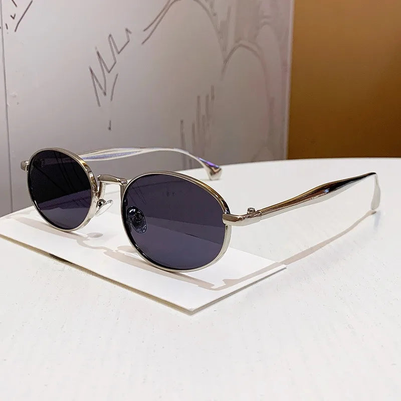 New Trendy Oval Sunglasses for Women Luxury Metal Frame Sun Eyewear Ladies Classic Vintage Round Shades Unisex ﻿Eyeglasses