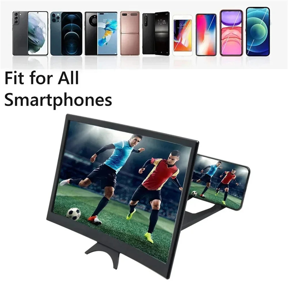 12 Inch Large Screen 3D HD Amplifier Curved Screen Mobile Phone Screen Magnifier Smartphone Video Amplifier Stand Holder
