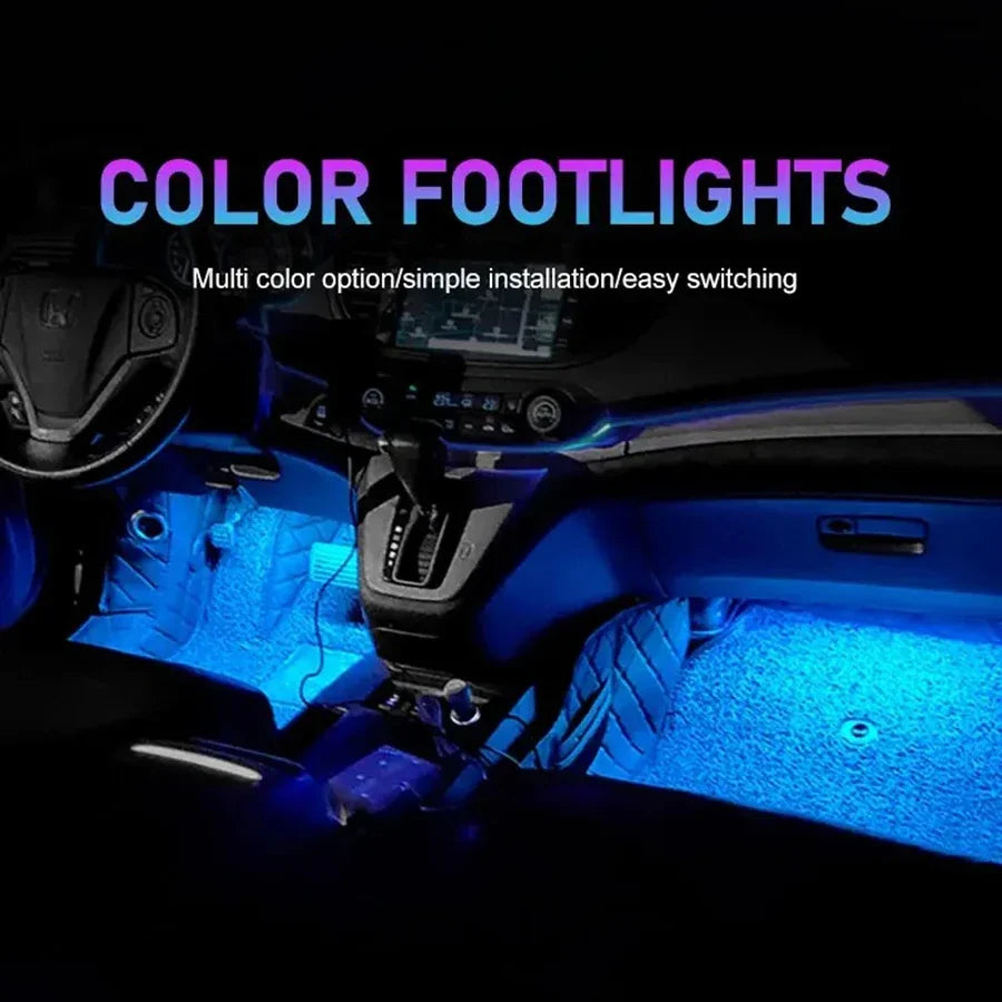 LED Car Interior Ambient Light 18 LEDs USB Footwell Light Neon Auto Seat Floor Decorative Atmosphere Interior Trim Strips Lamp