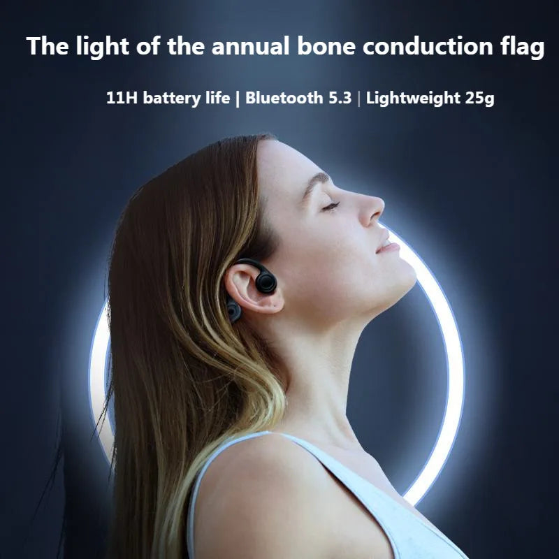 New Bone Conduction Wireless Bluetooth Earphones Running Sport Music Ear-hook Headset Ultra Long Endurance Earbuds For Xiaomi