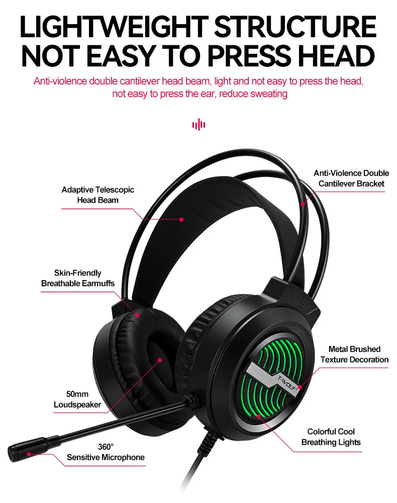 3.5mm Gaming Headphones Wired 7.1 Earphone With Microphone Heavy Bass Noise Cancelling Earphone For Gamer or music