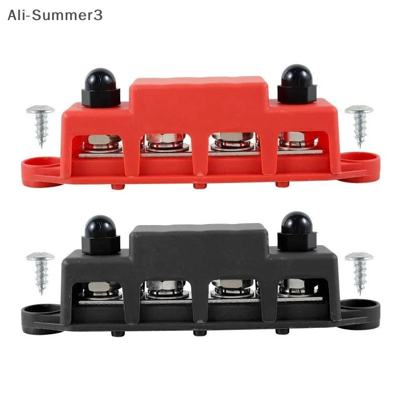 1 Set Positive Negative M8 M10 Bus Bar Terminal Battery Power Distribution Block With Cover 12V 24V 48V 250A For Boat RV Truck