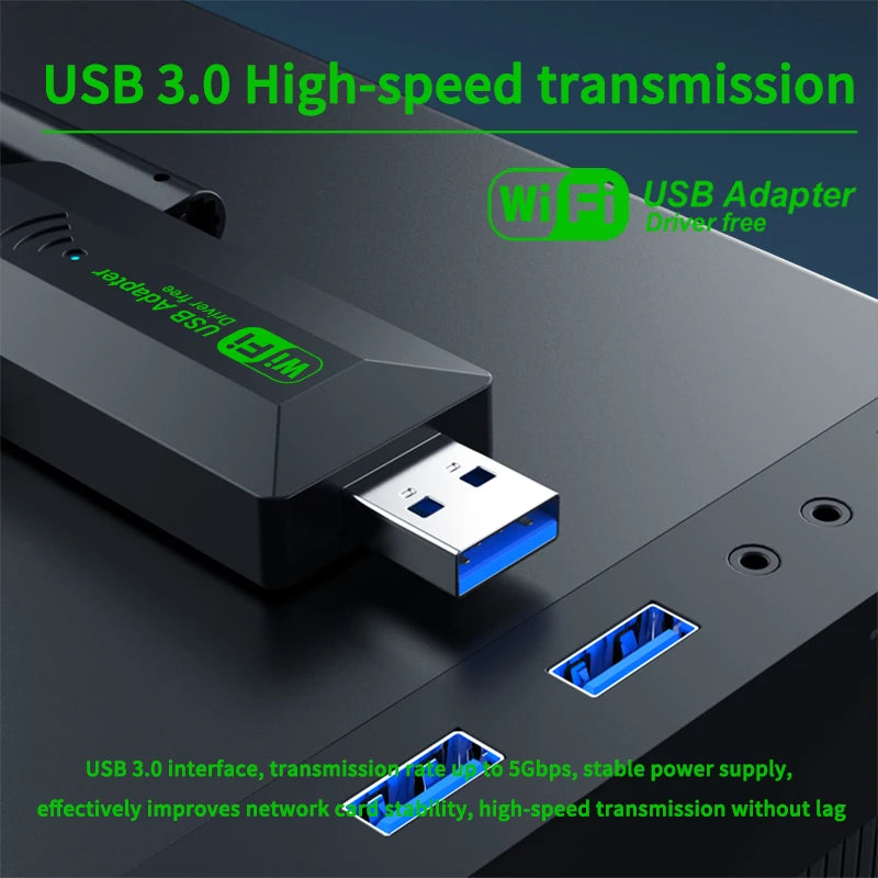 4 Antennas 1200Mbps WiFi USB 3.0 Adapter 2.4G/5GHZ Dual Band WiFi Dongle Wireless Receiver Network Card For PC/Laptop Win 10/11