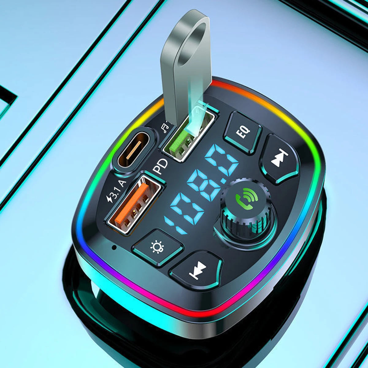 Bluetooth 5.0 Fm Transmitter Car Mp3 Player Wireless Hands-Free Audio Receiver Car Radio Dual USB Fast Charger