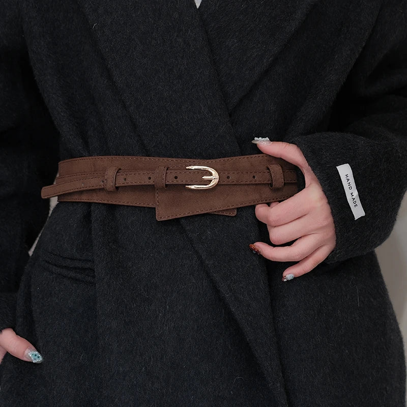 Autumn and winter women's waist cincher accessory, matches skirts, waist-shaping magic down coat, wide waist belt, women's black