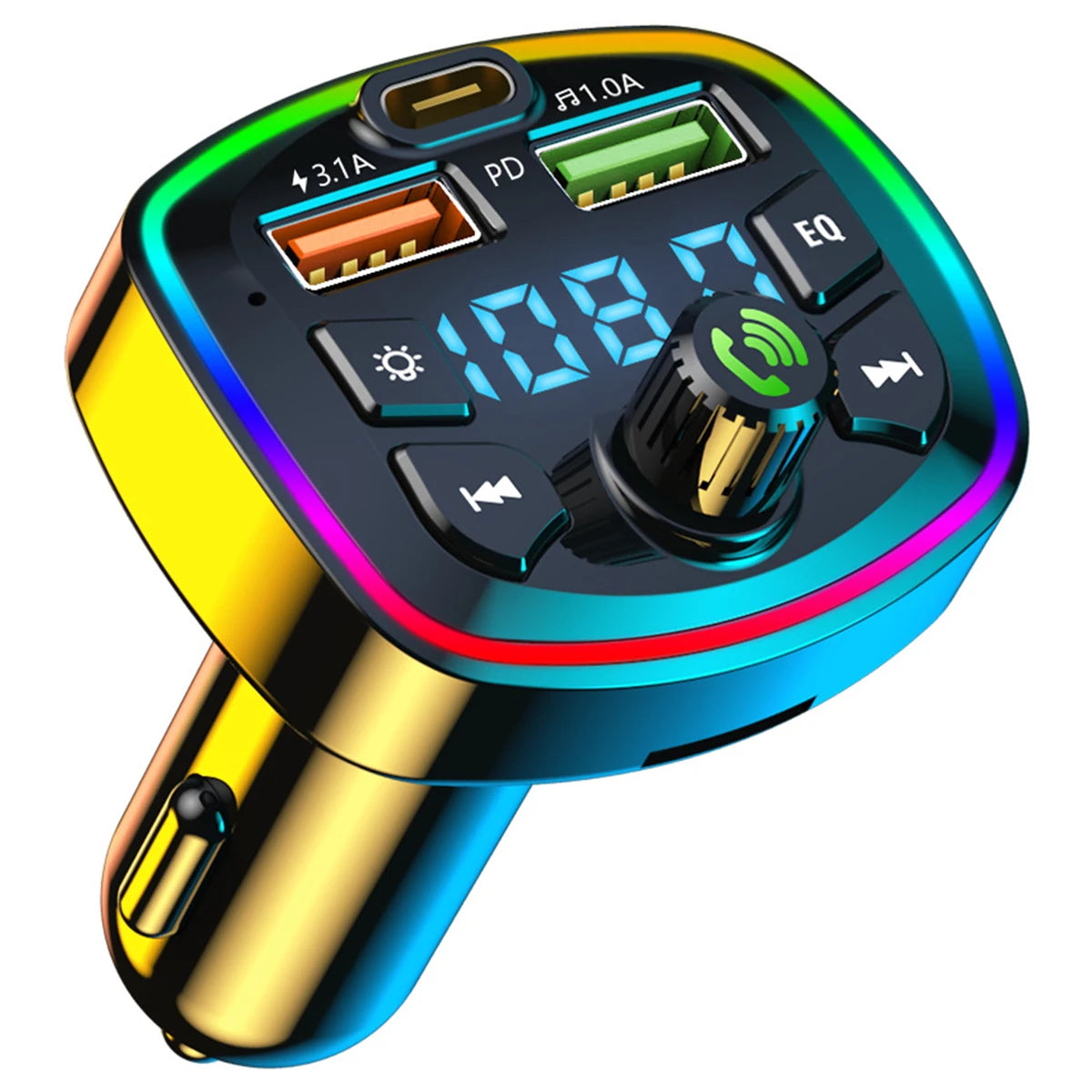 Bluetooth 5.0 Fm Transmitter Car Mp3 Player Wireless Hands-Free Audio Receiver Car Radio Dual USB Fast Charger