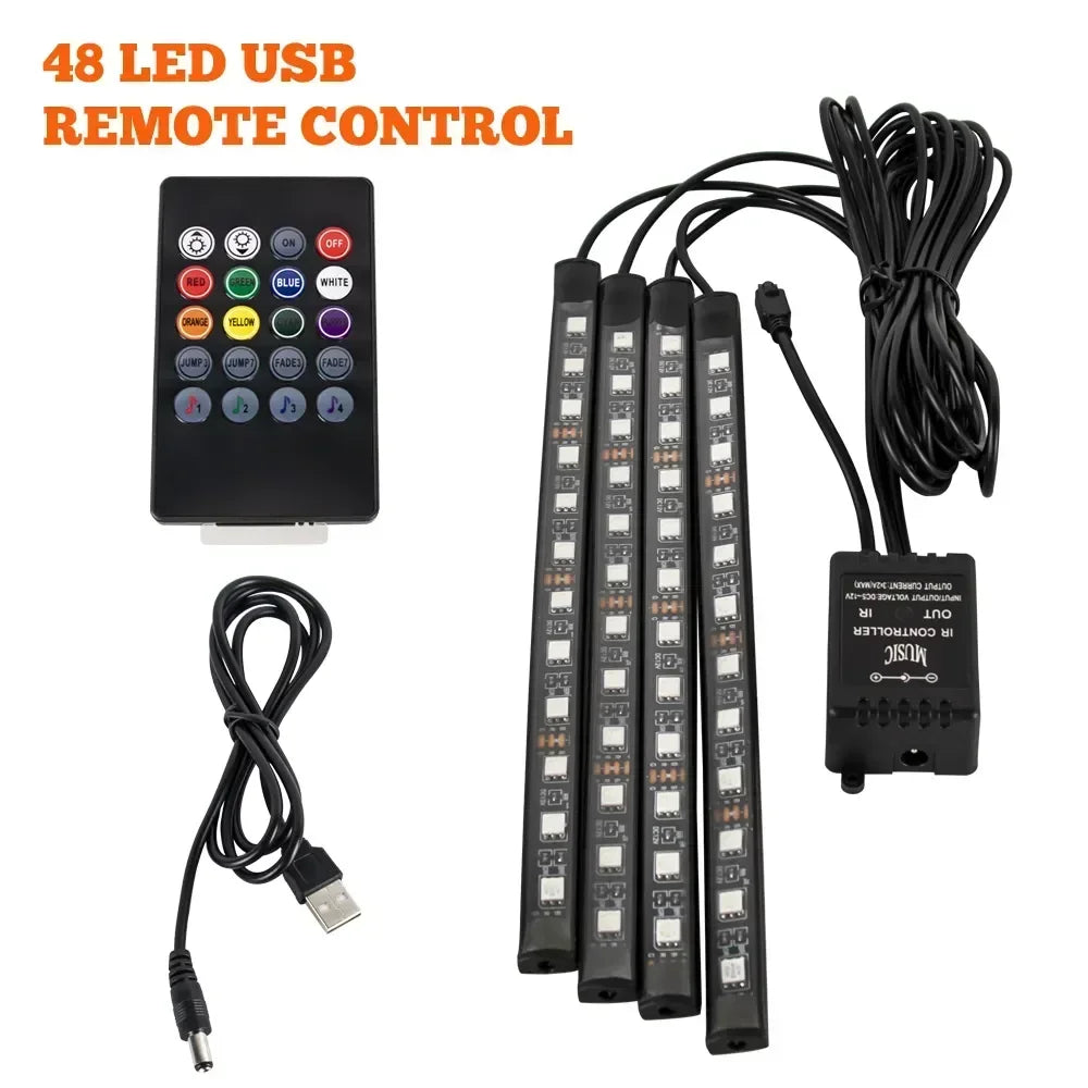 Car Interior Led Strip Lights for Auto RGB Light Kit with APP/Remote Control Environmental Lights Car Interior Decorations Light