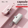 Portable Pocket Compact Capsule Power Bank, 5000Mah Capacity, Supports Ios, Type-C & Double USB Output, Fits Iphone & Android Devices, Travel Essential