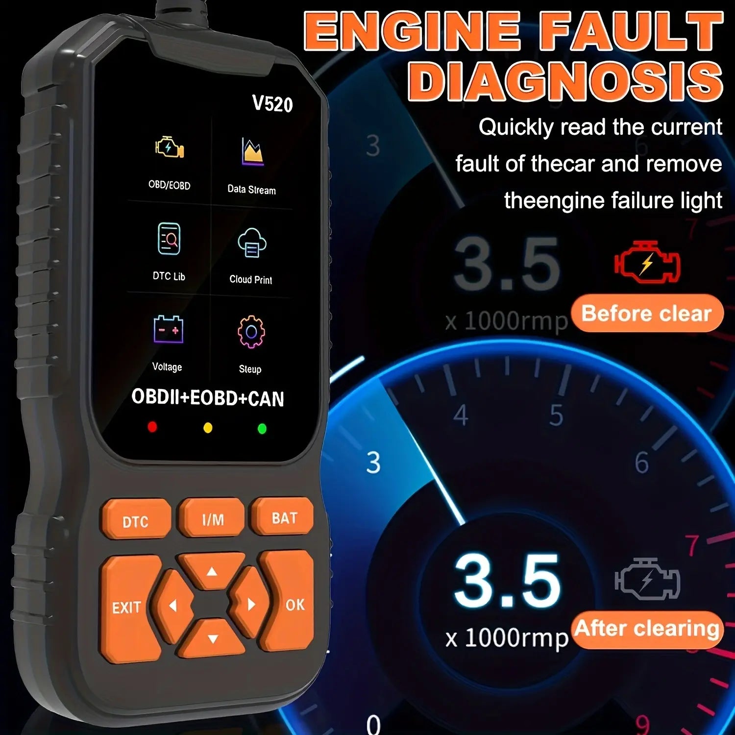 OBD2 Scanner Live Data Professional Mechanic OBDII Diagnostic Code Reader Tool for Check Engine Light Cloud Printing Daul UI Mode